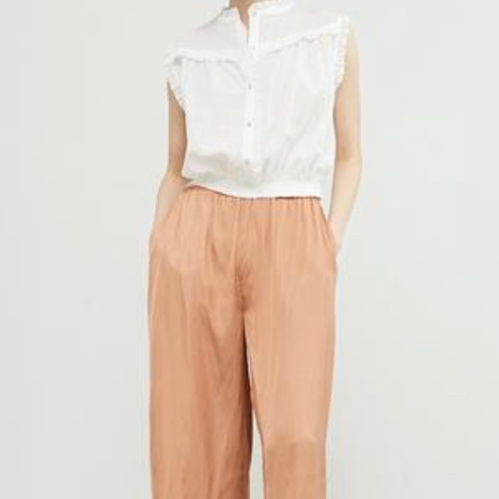Anthropologie Grade and Gather white frilly sleeveless blouse